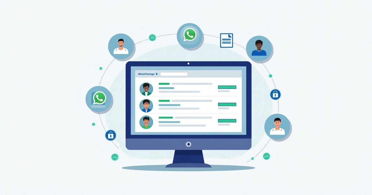 Relatório de permissões de grupos de WhatsApp em tela de computador 