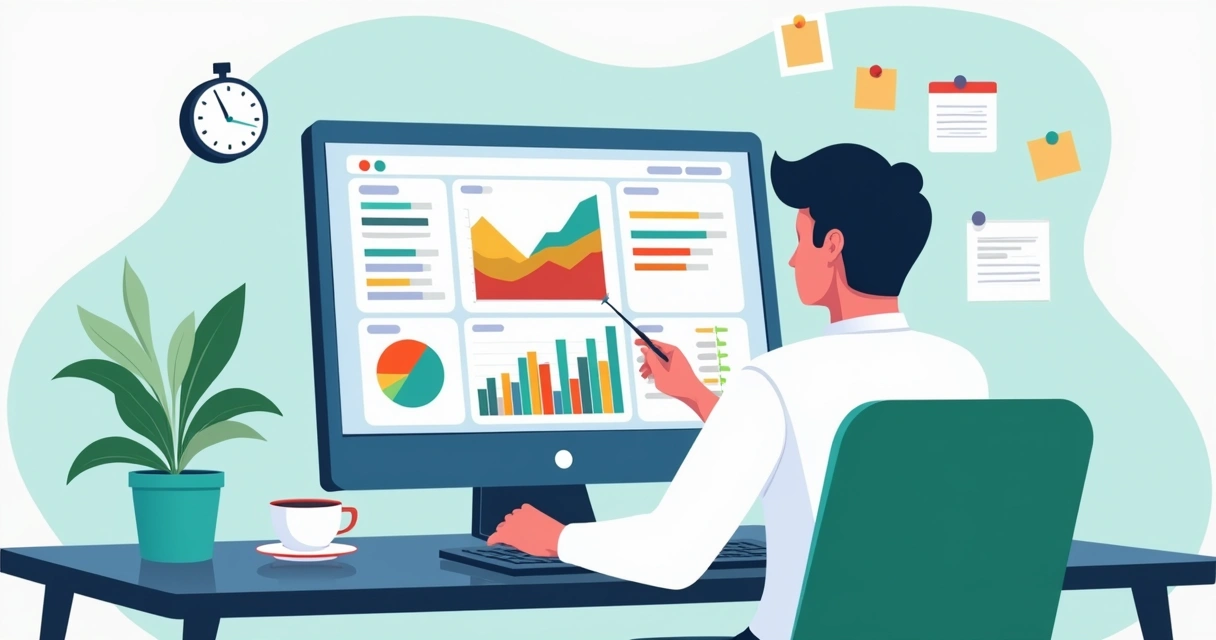 Relatório personalizado de projeto com gráficos coloridos