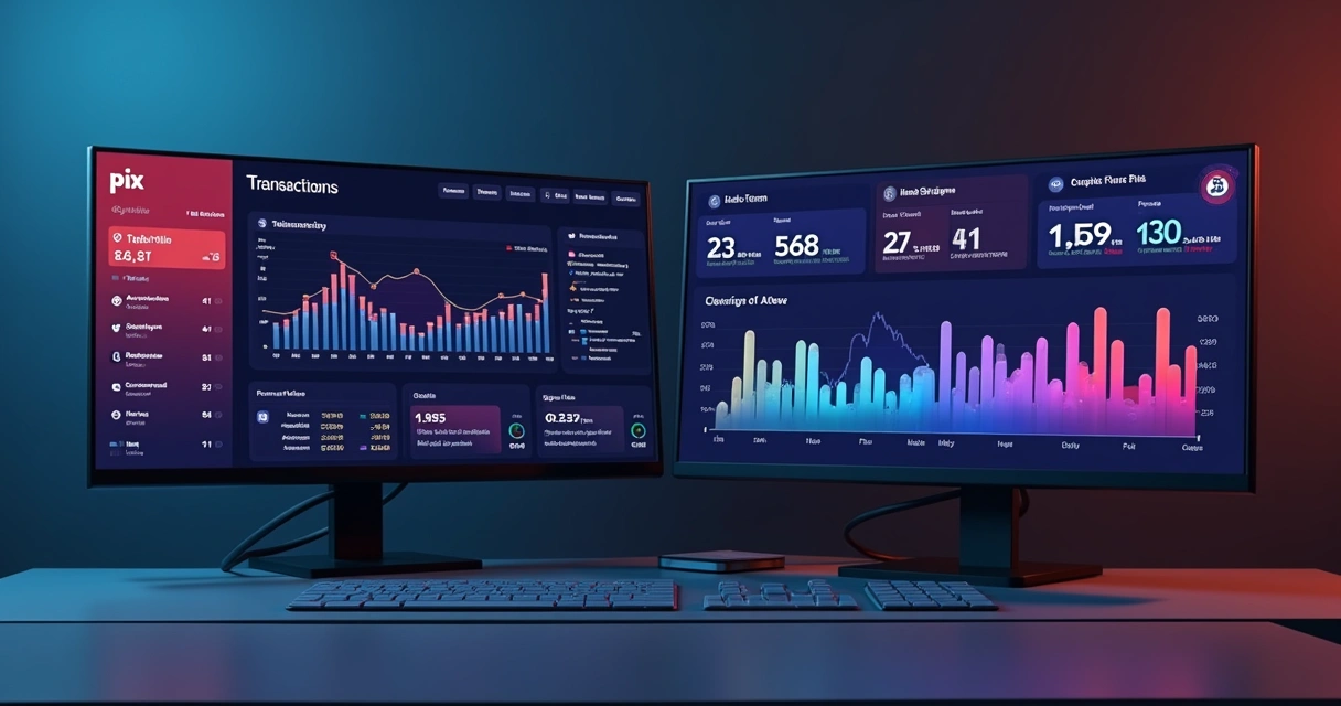 Relatório detalhado de Pix e boletos com gráficos e indicadores 