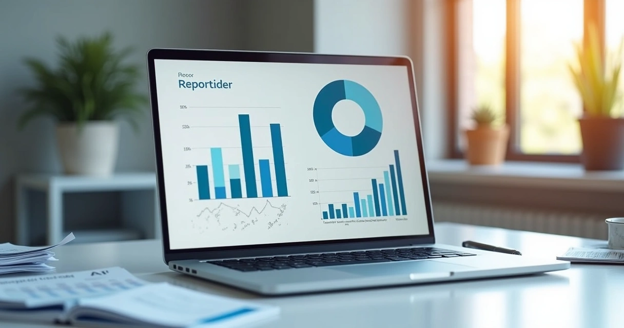 Relatório financeiro digital detalhado na tela de notebook 