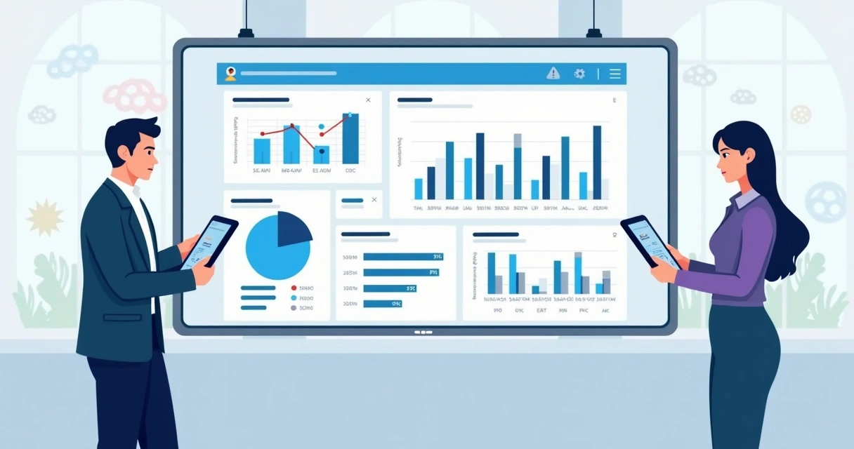 Painel digital mostrando relatório de progresso automático 