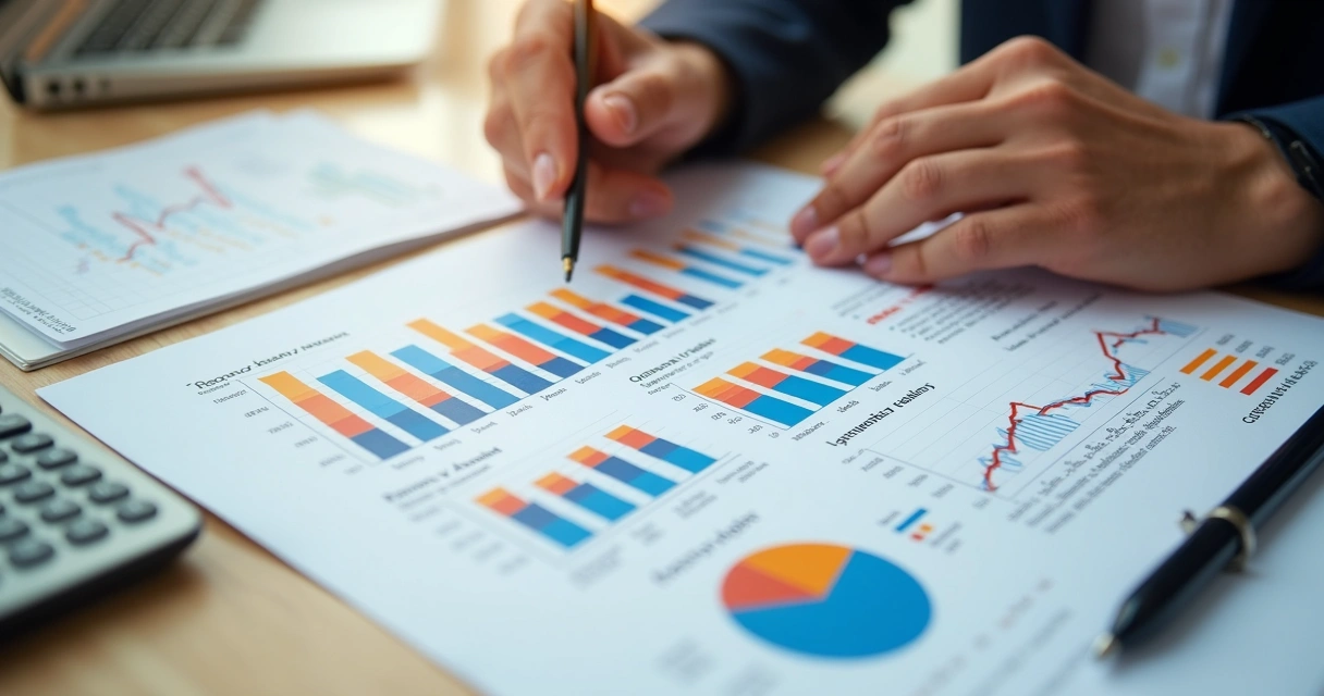 Planilha de projeção de receitas sendo analisada por gerente financeiro 