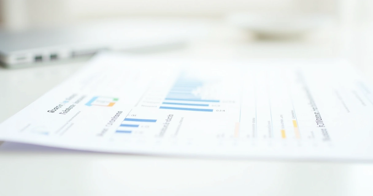 Página impressa de relatório pronto com dados e gráficos simples 