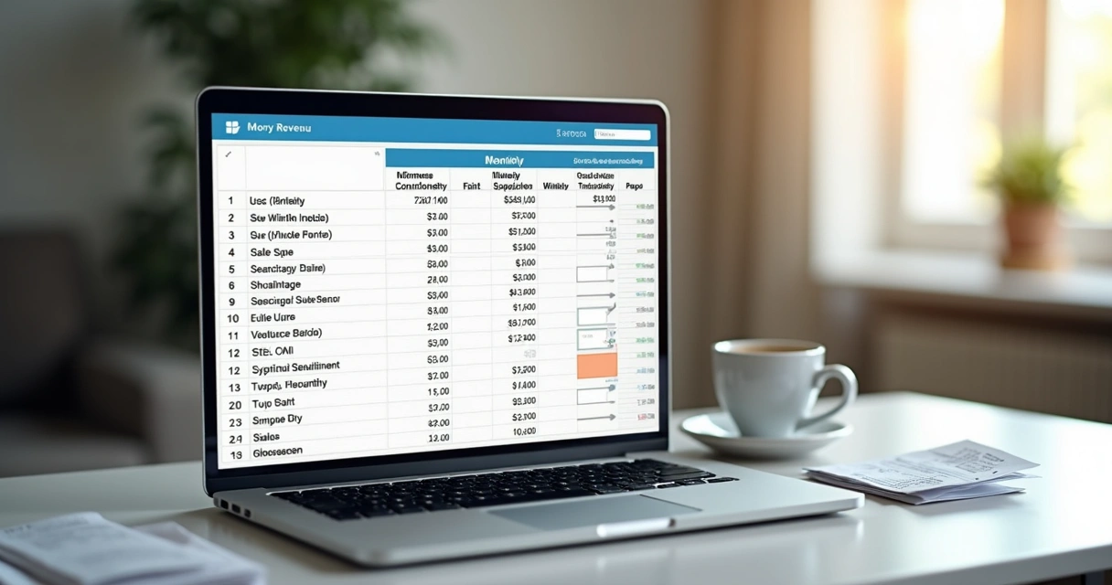Relatório financeiro digital MEI em tela de notebook 
