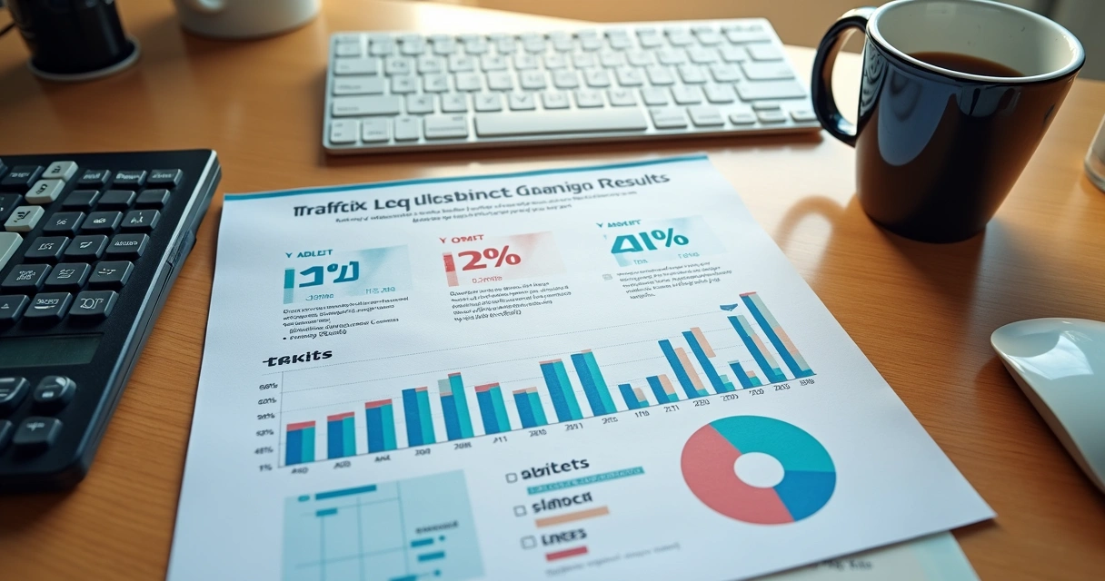 Relatório de campanha de tráfego com gráficos e métricas para loja virtual
