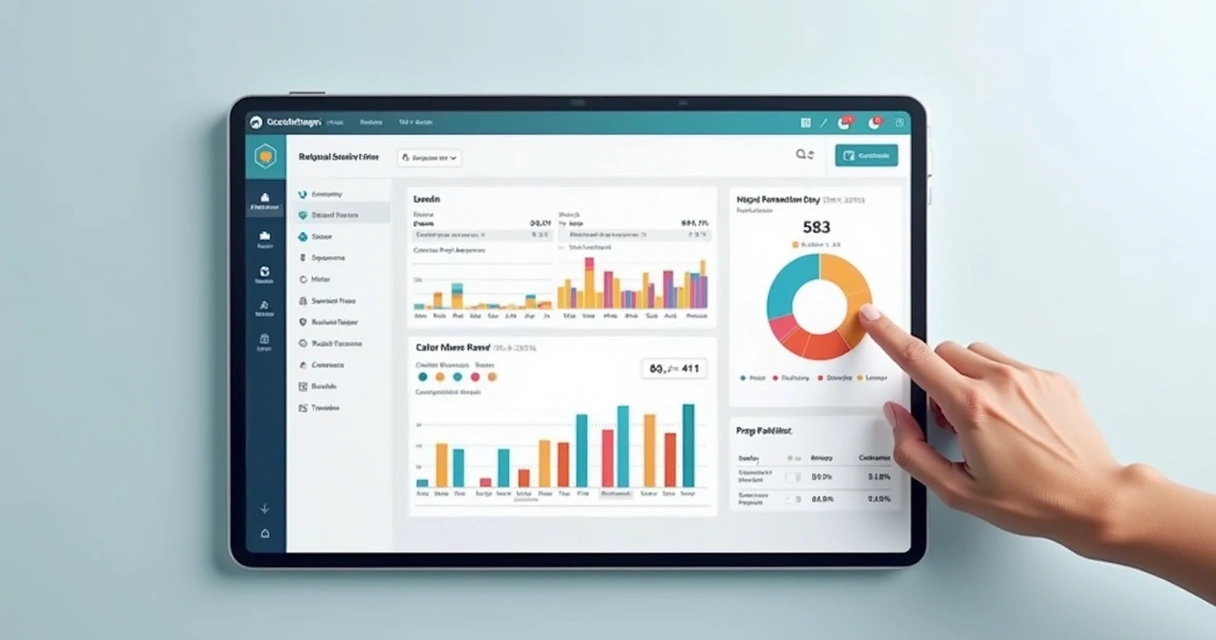 Tela de relatório simples de atendimento ao cliente com gráficos coloridos