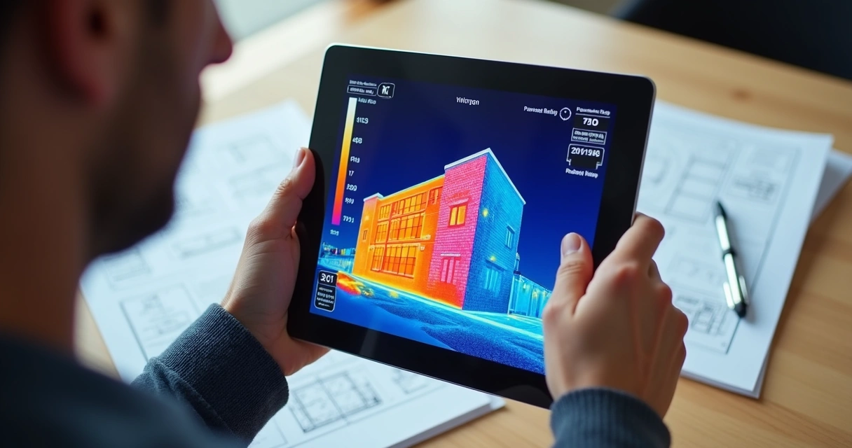 Relatório digital de inspeção termográfica em tablet 