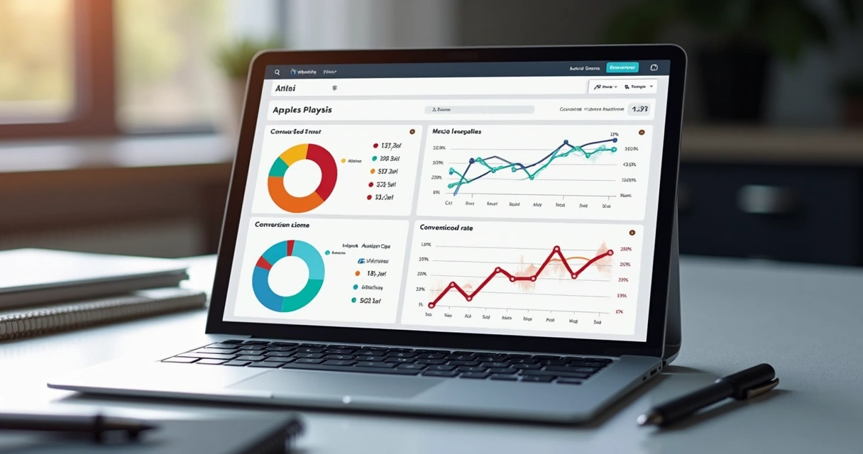 Gráficos de teste A/B em página de landing page digital 