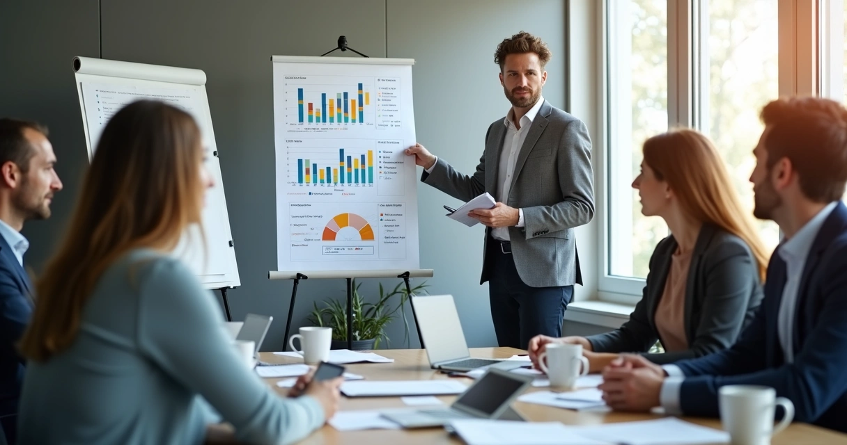 Relatório de tráfego sendo apresentado em reunião de trabalho 