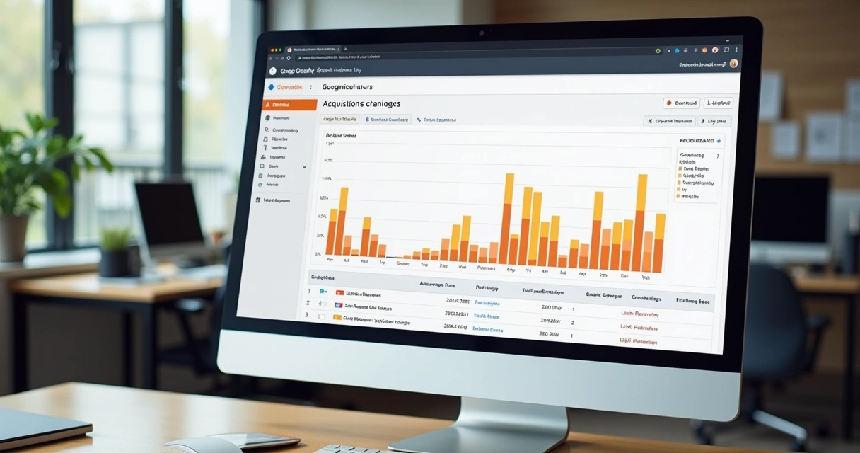 Relatório do Google Analytics exibindo canais de tráfego segmentados por parâmetros UTM 