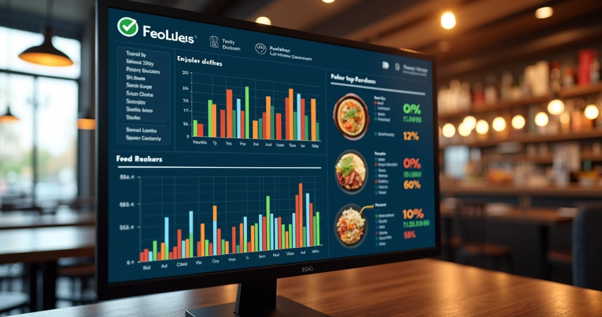 Dashboard de vendas digitais mostrando gráficos e estatísticas de pratos mais vendidos 