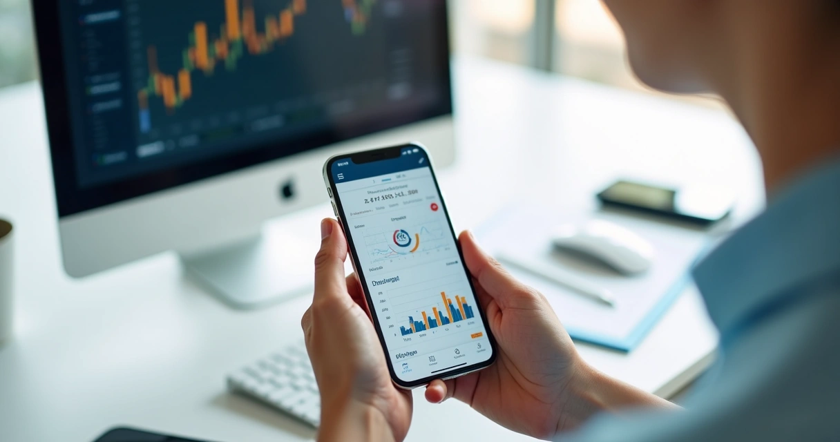 Relatório de vendas em tela de smartphone com fundo branco 