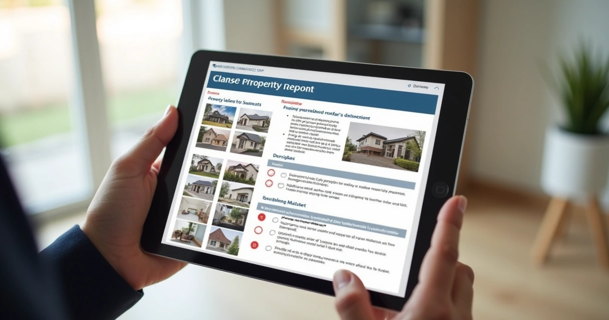 Laudo digital de vistoria de imóvel em tela de tablet 