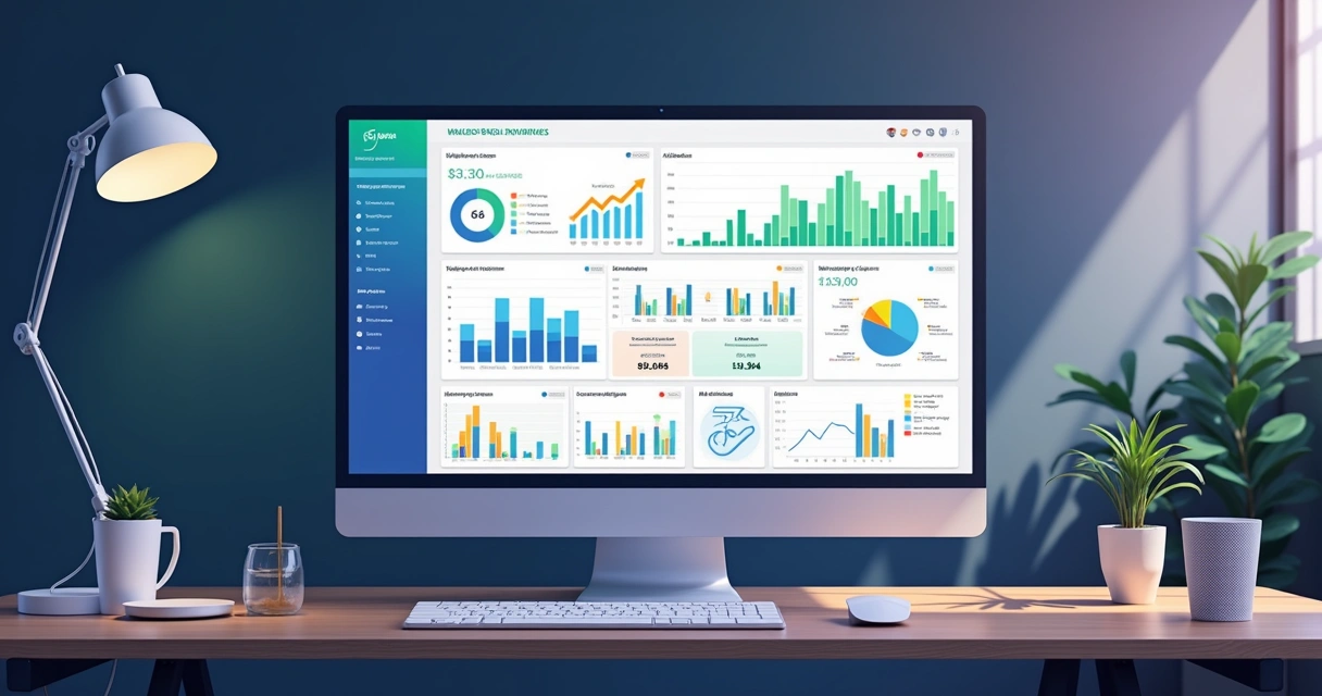 Dashboard de analytics com dados de grupos de WhatsApp e gráficos. 