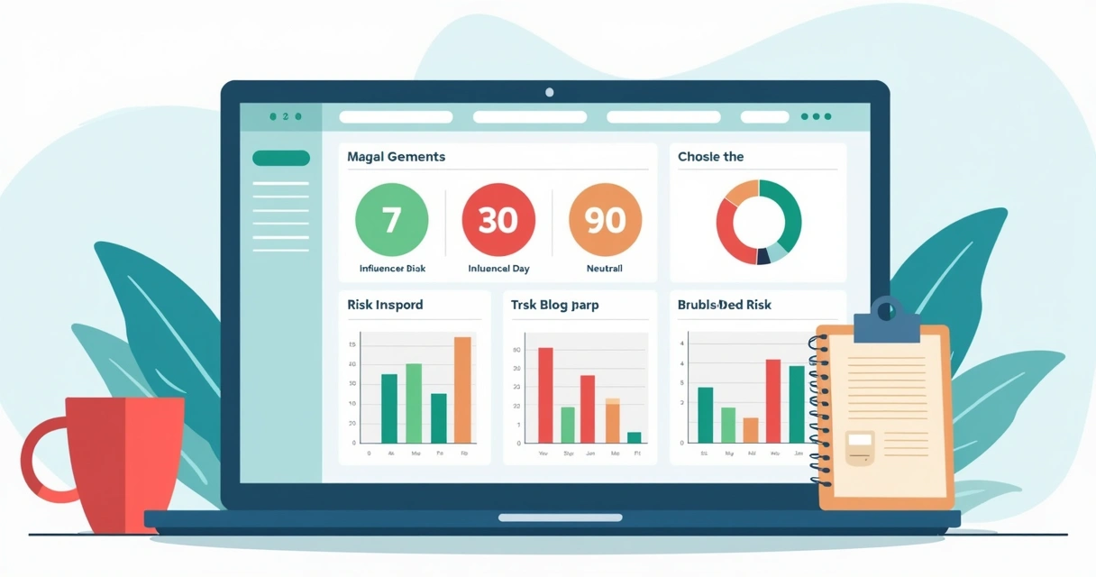 Relatórios digitais de brand safety exibindo gráficos comparativos de períodos 