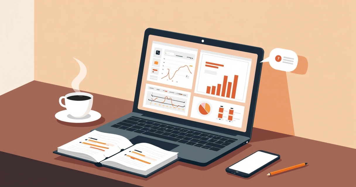 Relatório de acessos de catálogo digital em tela de notebook 