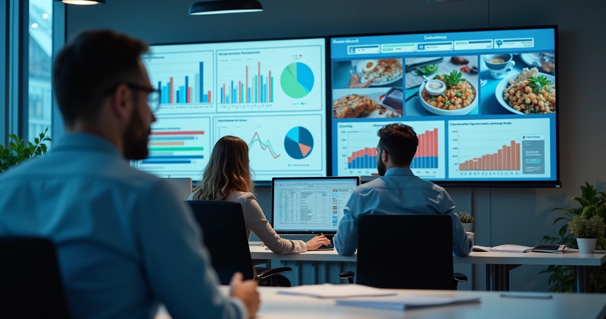 Relatórios em tela de computador em distribuidora