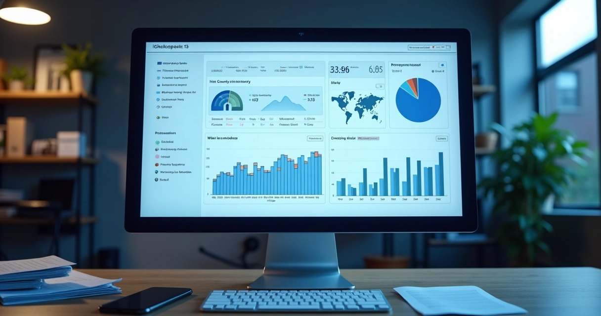 Relatórios digitais de estoque em tela de computador