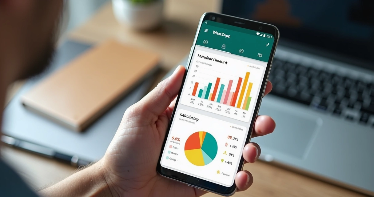 Tela de WhatsApp exibindo relatório financeiro mensal colorido 