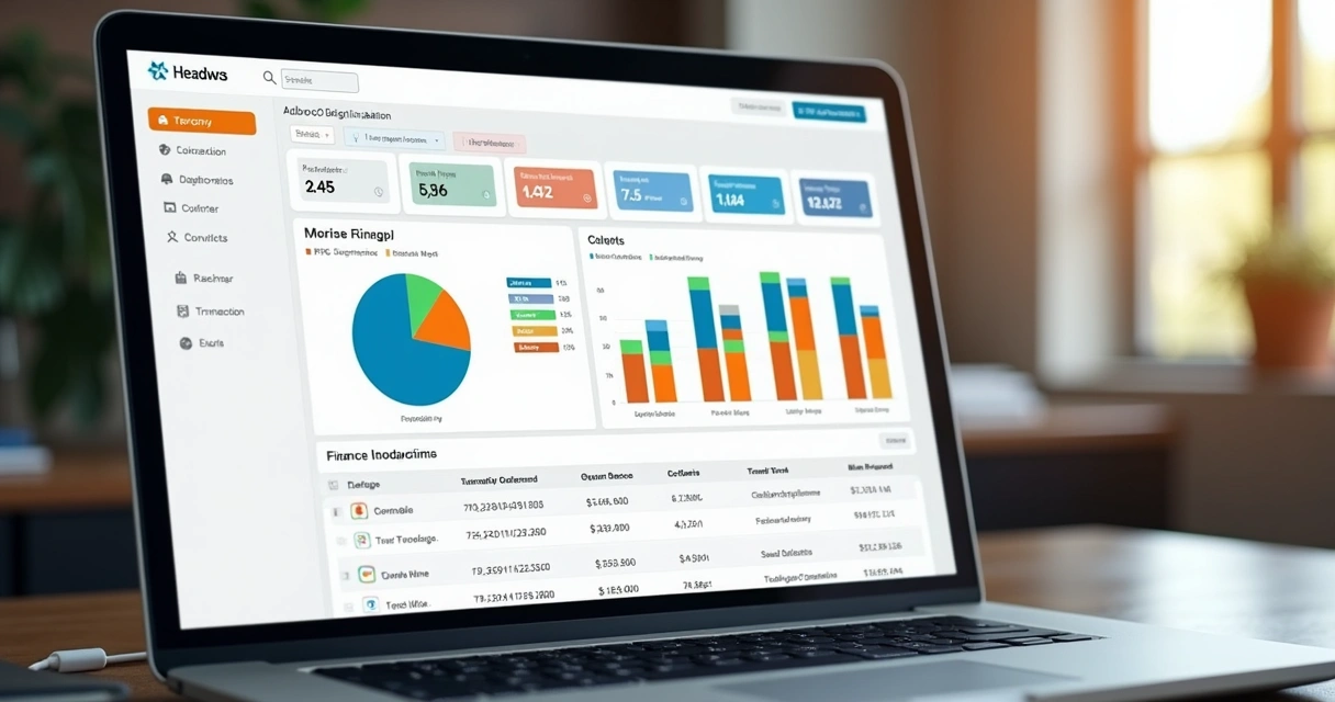 Exemplo de tela com relatório financeiro feito em software de código aberto, mostrando gráficos coloridos e tabelas