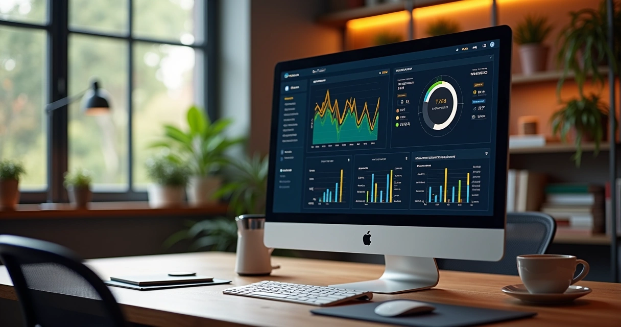 Dashboard de relatórios gerenciais de estoque em computador