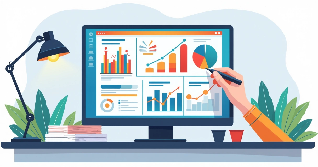 Gráficos de projeto em dashboard digital