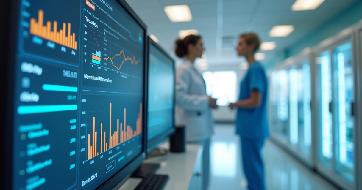 Painel digital mostrando relatórios automáticos para inspeção da Anvisa 