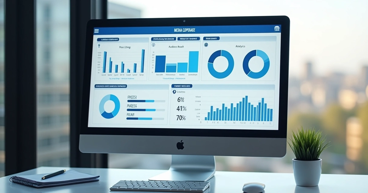 Relatório digital com métricas de assessoria de imprensa na tela 