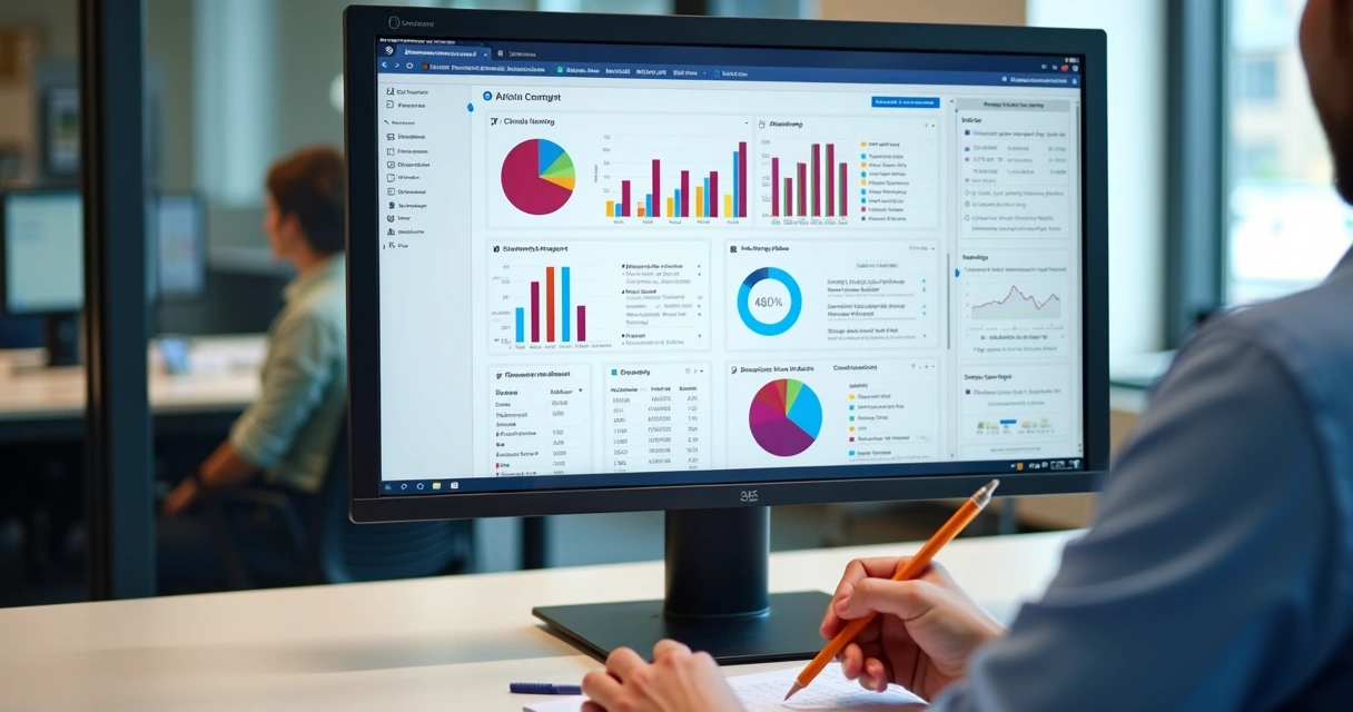 Relatórios e gráficos de gestão de associados em tela no software.
