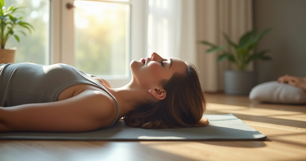 Pessoa em relaxamento após sessão de meditação 