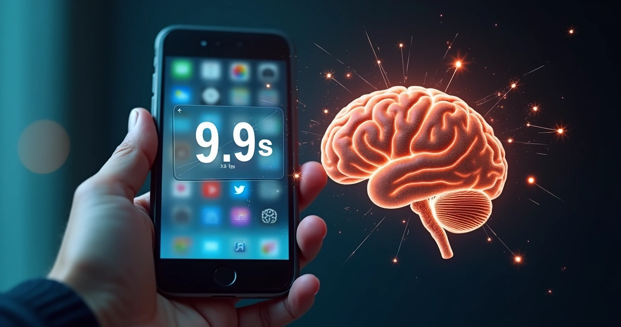 Comparação conceitual entre relógio digital e cérebro humano para atenção em publicidade 