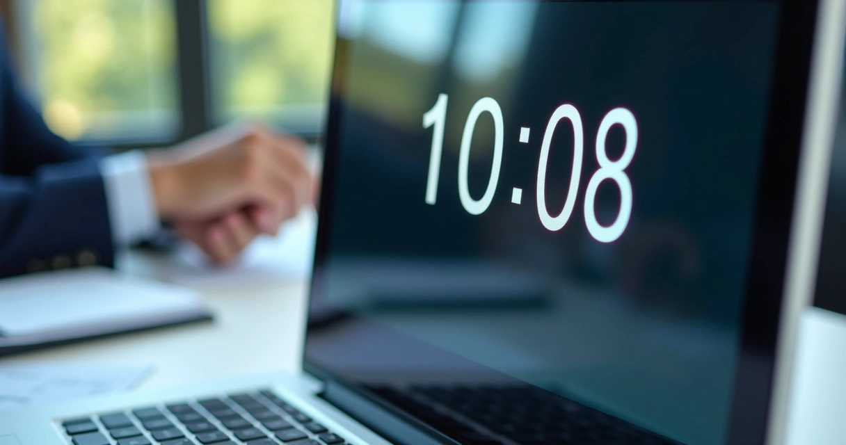 Tela de computador mostrando relógio digital 
