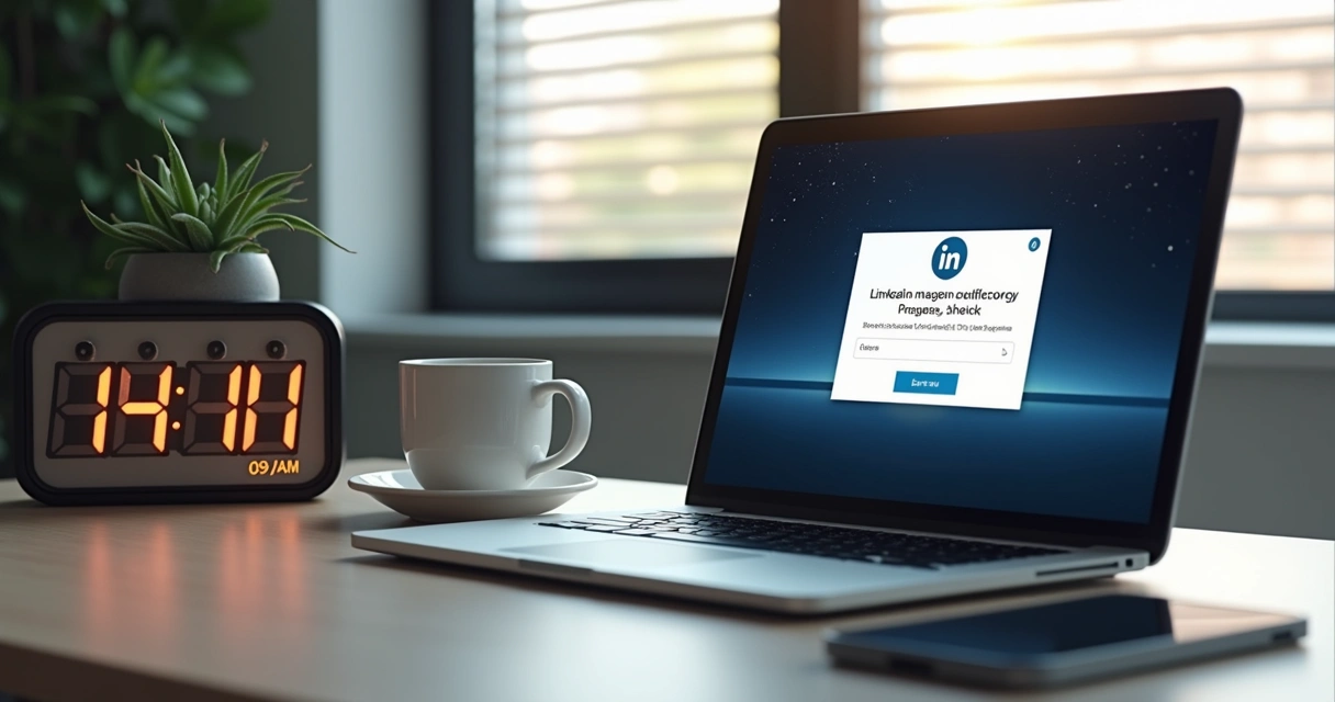 Relógio marcando hora de publicação no LinkedIn 