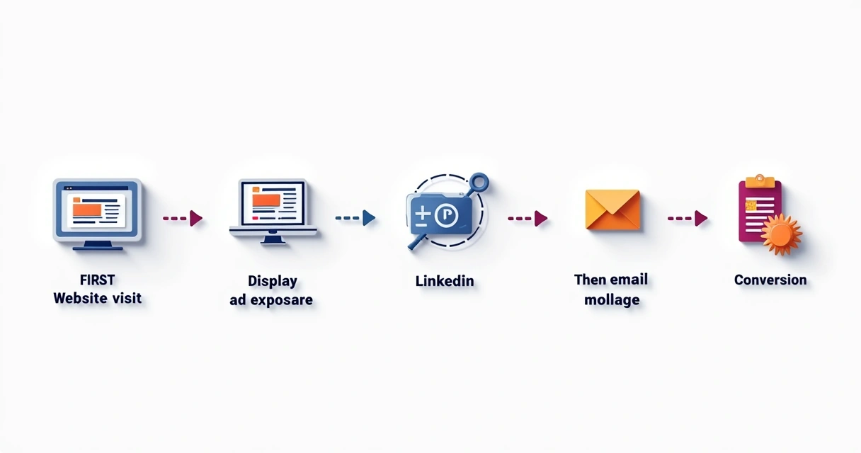 Gráfico mostrando sequência de remarketing em diferentes canais para B2B 
