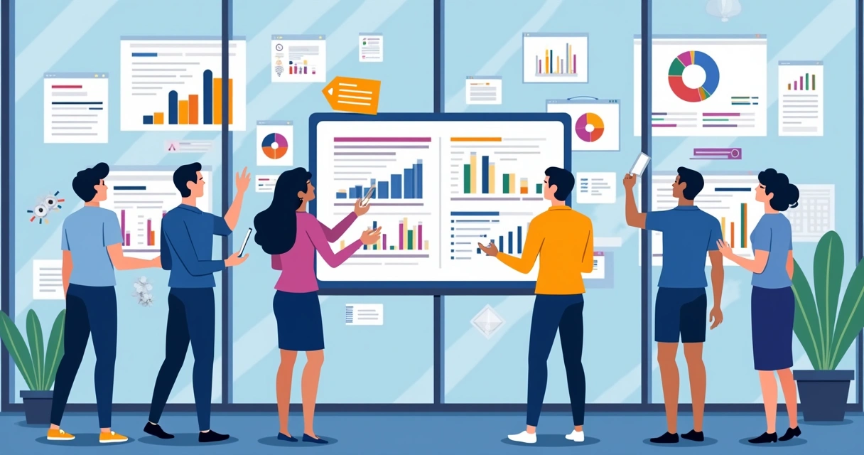 Equipe de marketing monitorando resultados estrategia remarketing 