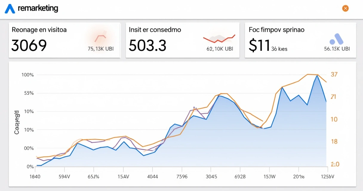 Painel de remarketing do Google Ads com gráfico de leads retornando ao site B2B 