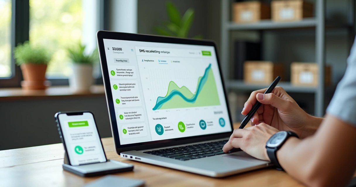 Lojista analisando campanhas de remarketing por SMS em loja virtual 