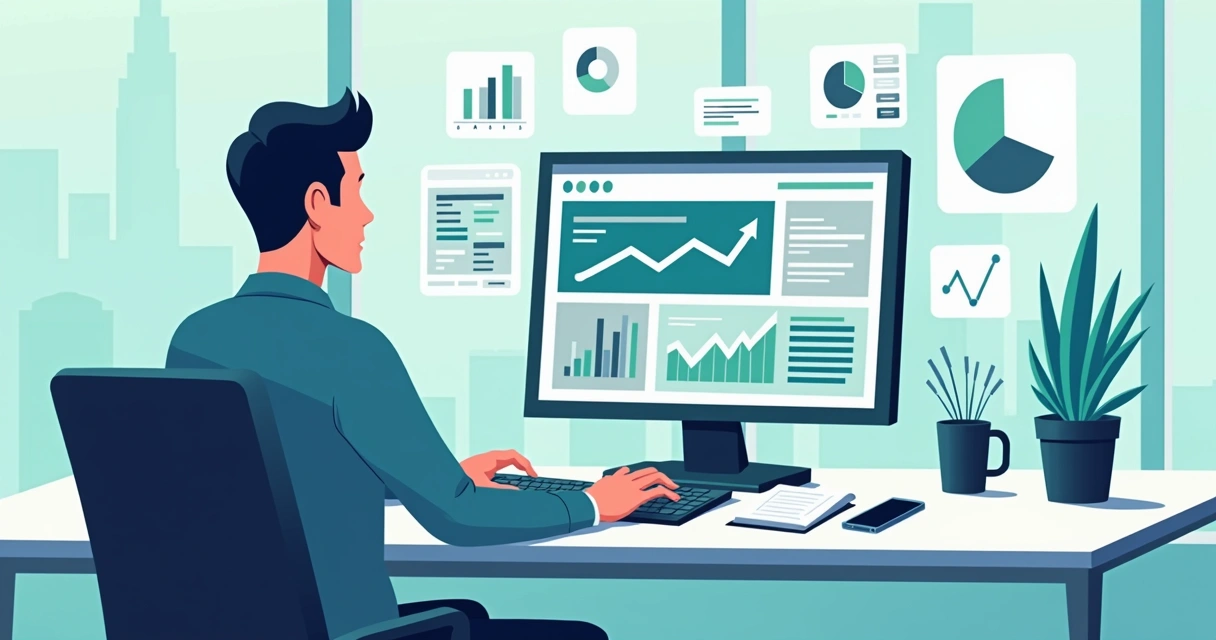 Homem analisando tela de anúncios e leads em notebook 