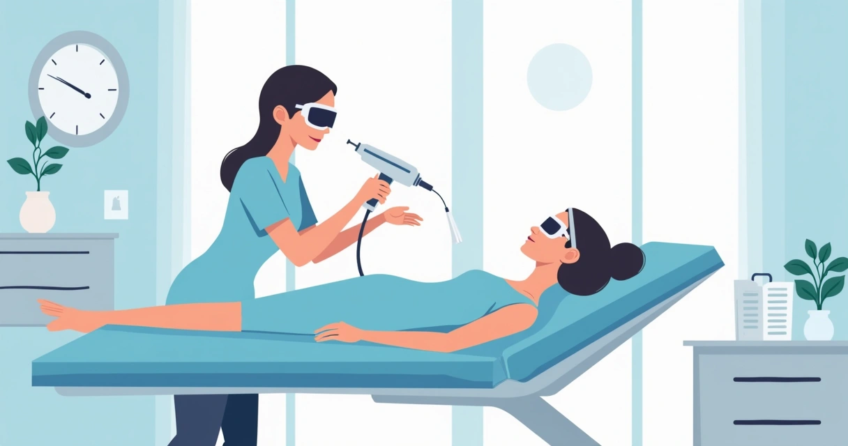 Ilustração de remoção a laser em sobrancelhas com proteção ocular 