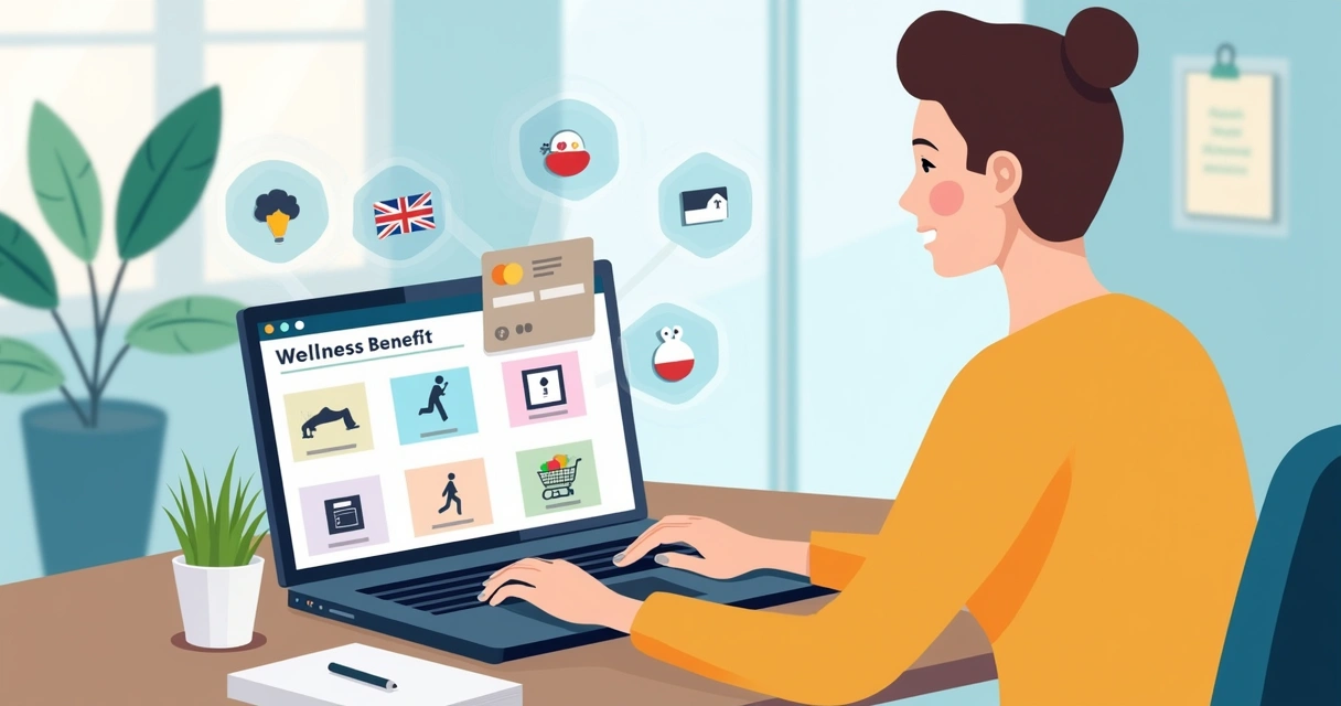 Employee viewing wellness benefit options on digital dashboard 