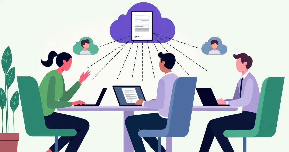 Remote team managing contracts online