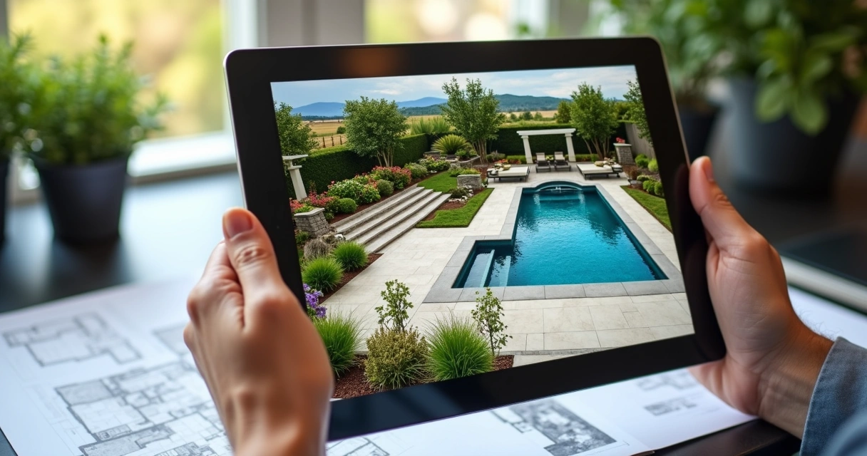 Final 3D landscape plan displayed on a tablet device