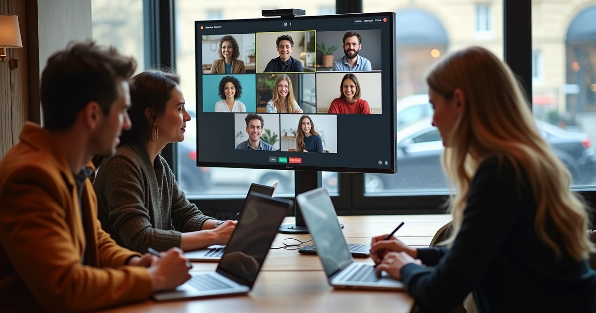 Remote team building app MVP with no-code tool on shared screen