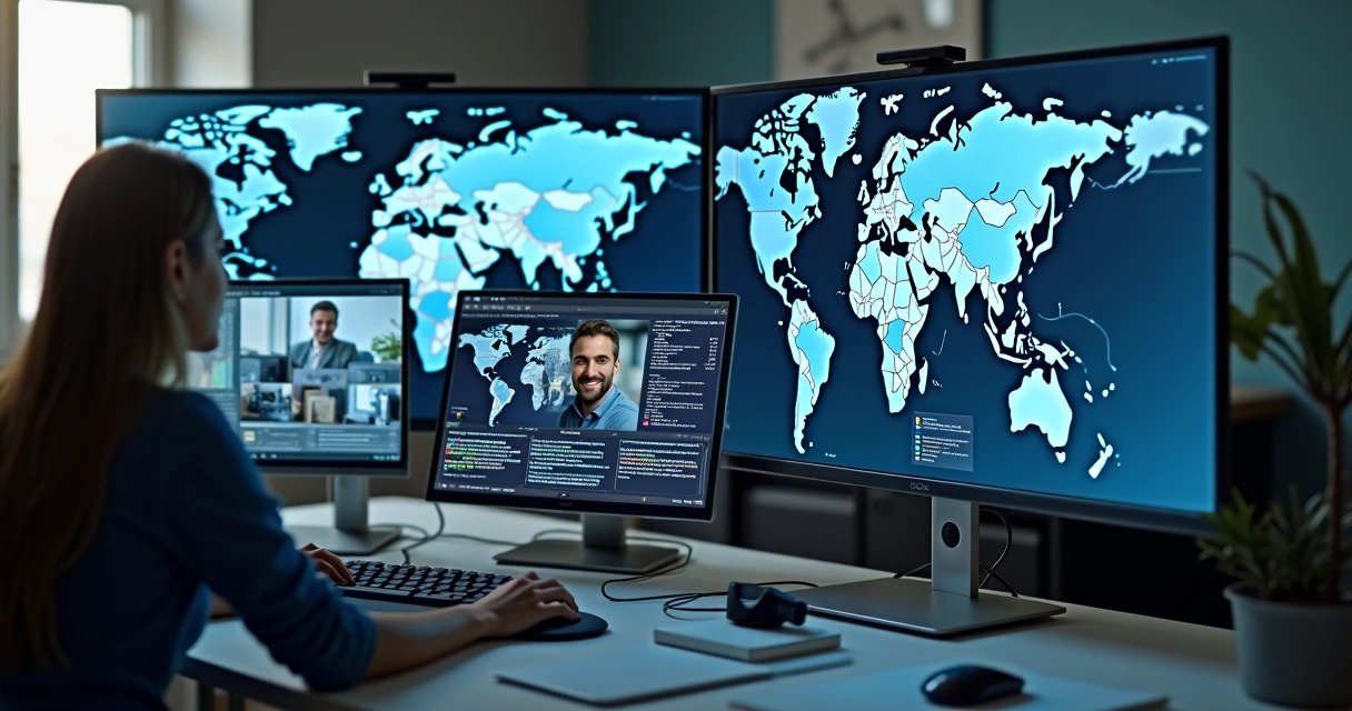 Remote robotics team video meeting across Europe 