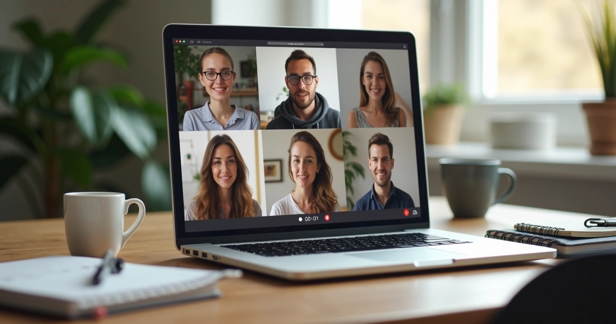 Remote team pausing quietly before a video meeting