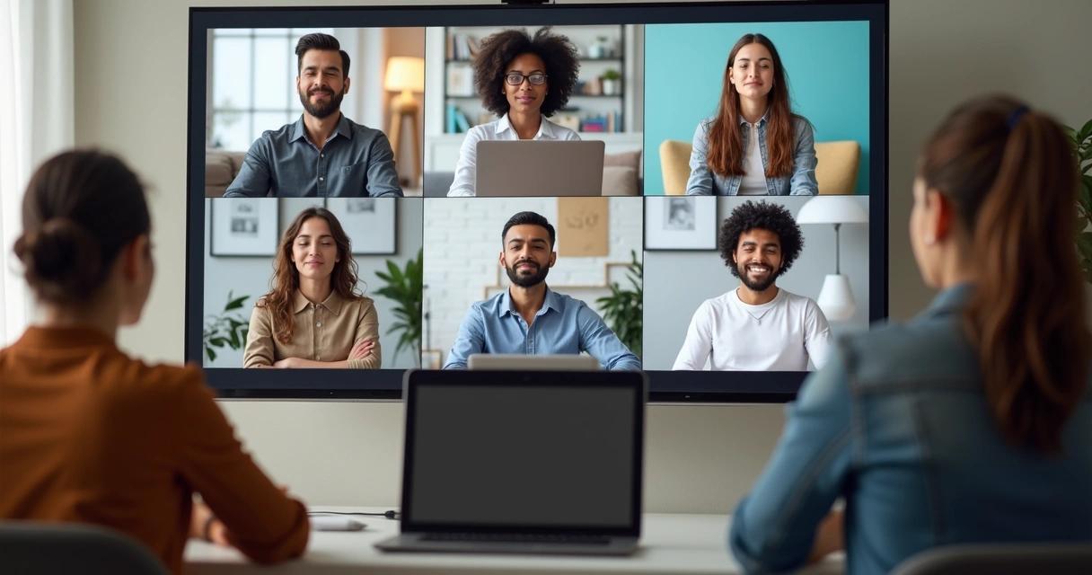 Remote team sharing a mindful pause during a video call