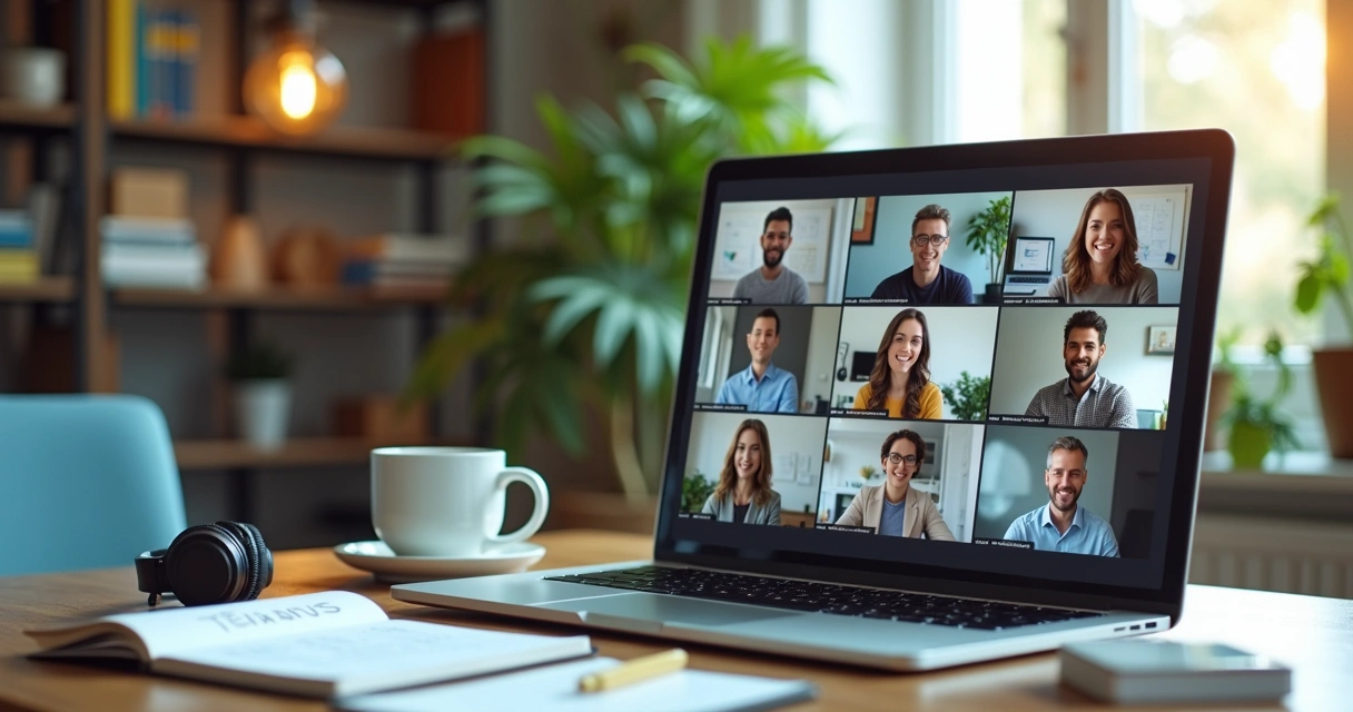 Remote team in a video call aligning around a shared mission
