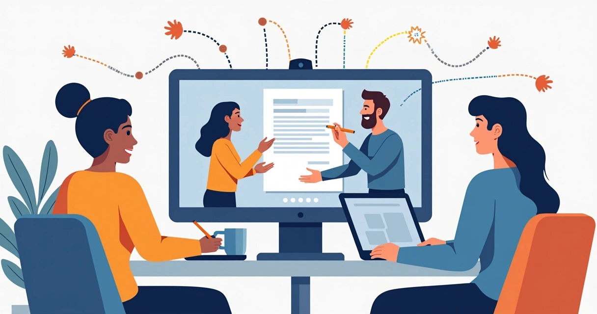 Remote team collaborating to sign digital contracts