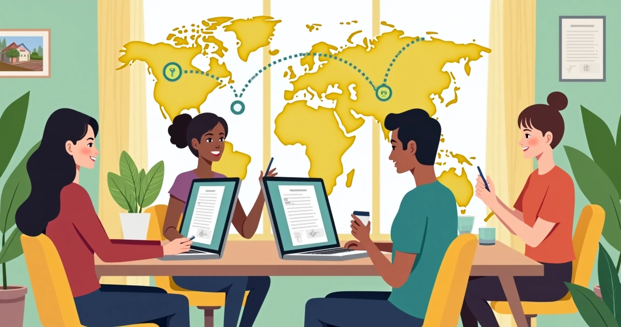 Remote team signing contracts online and celebrating environmental impact 