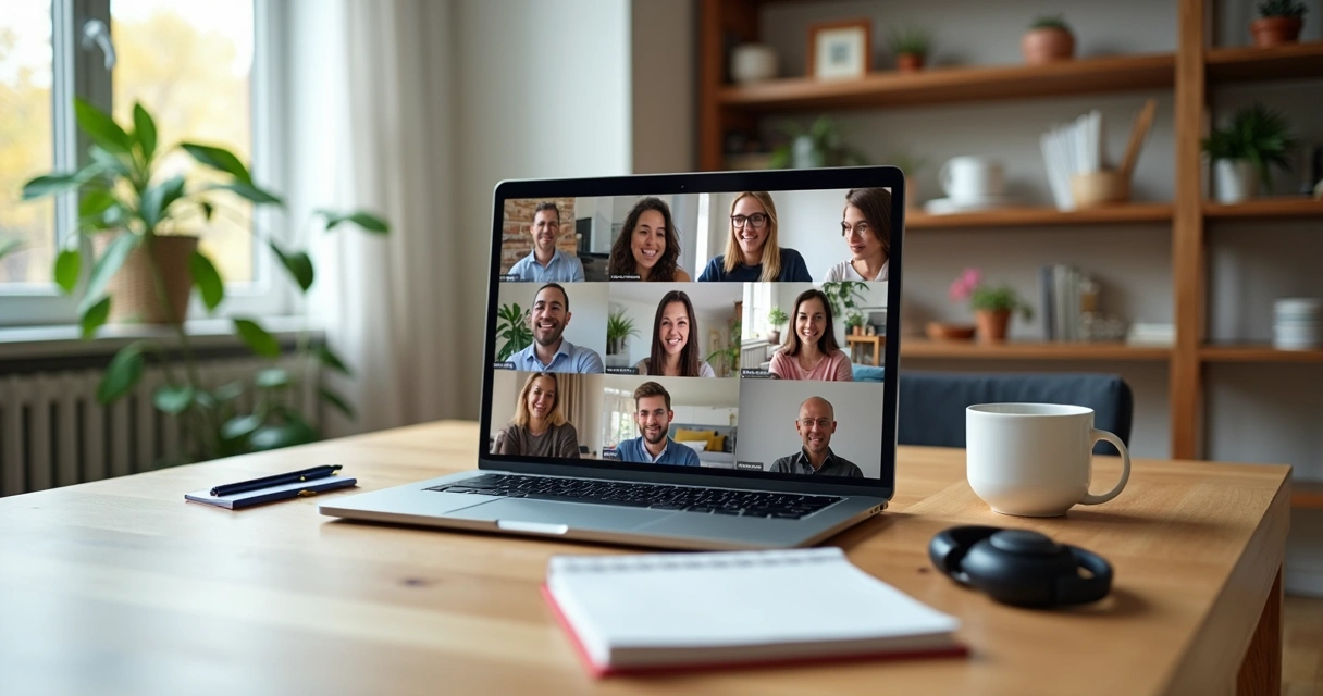 Diverse remote team in video call building trust and connection 